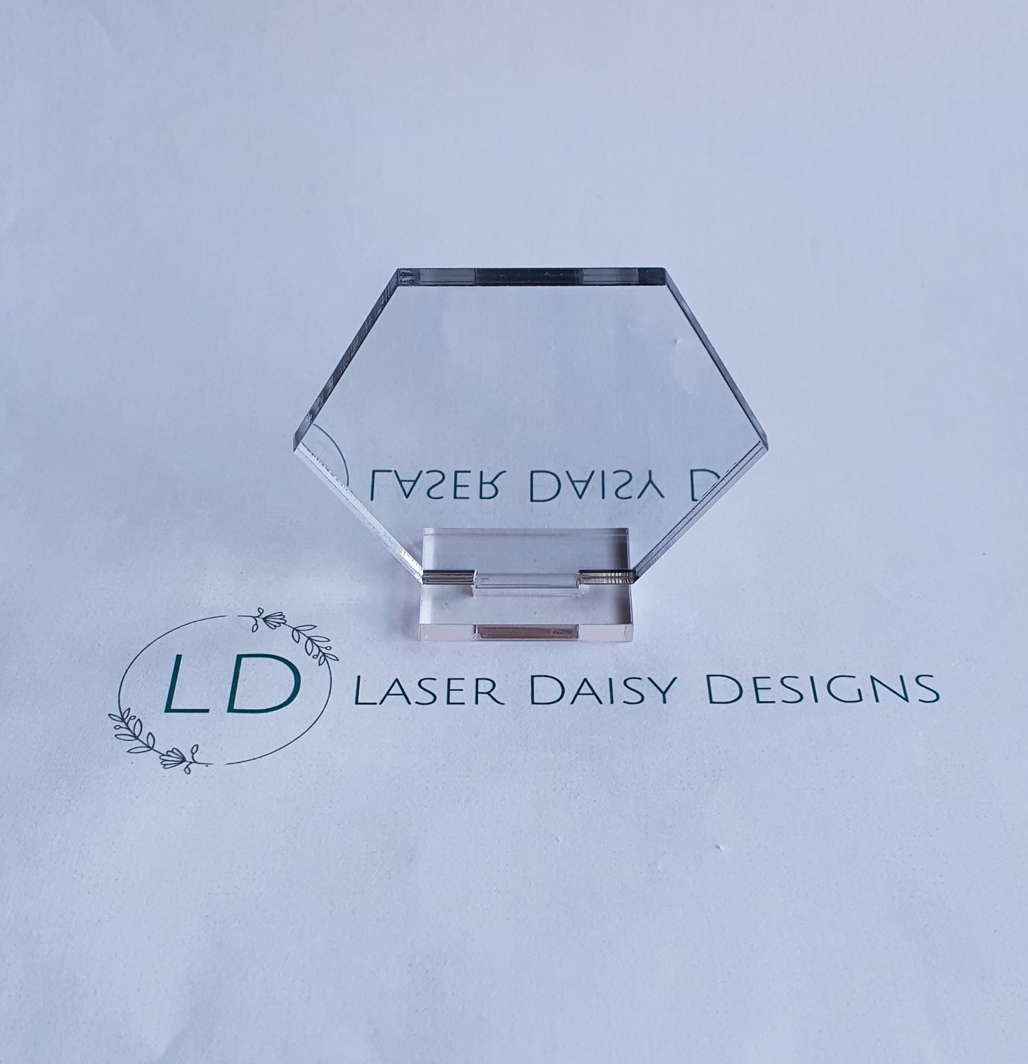 Blank 3mm mirror colour acrylic plaque with stand. Optional stand colours.