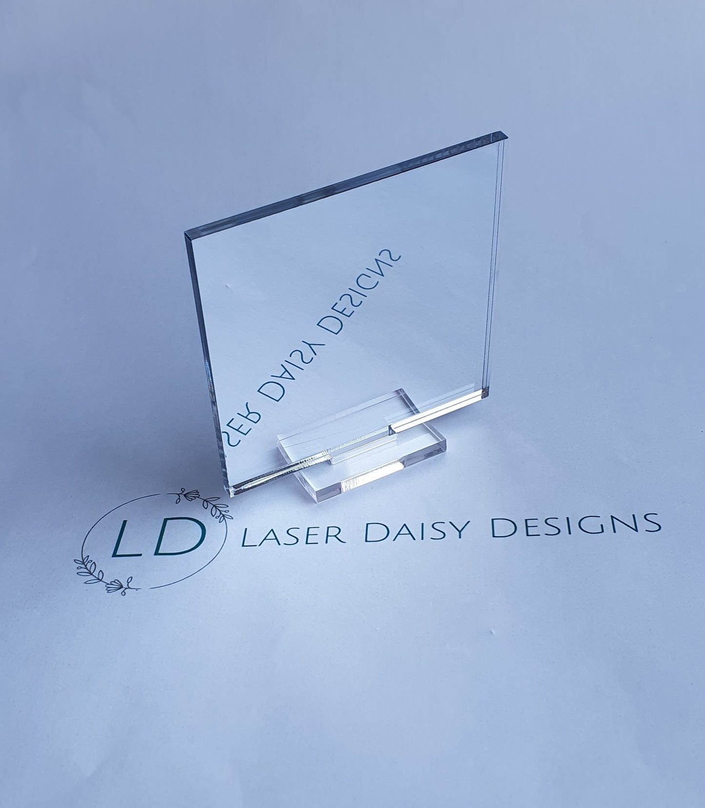 Blank 3mm mirror colour acrylic plaque with stand. Optional stand colours.