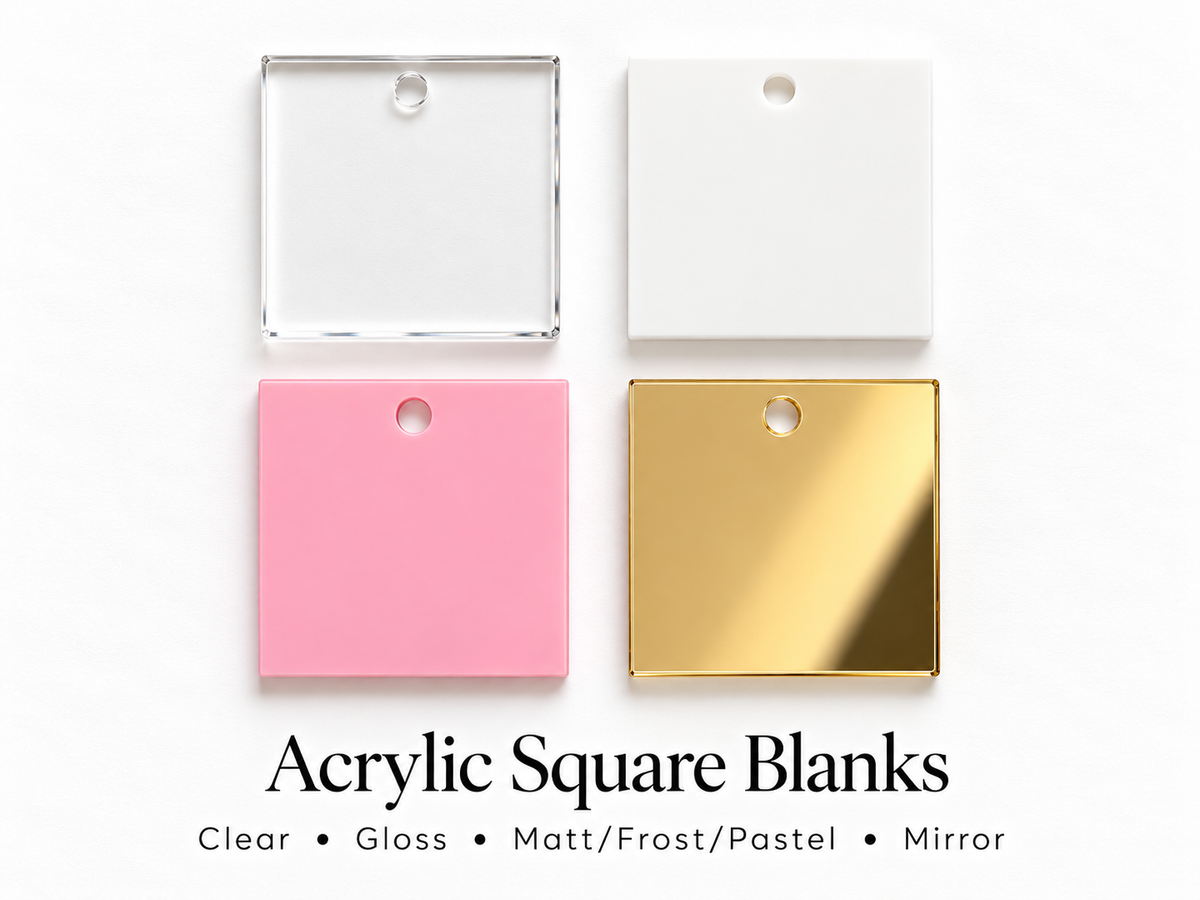 Acrylic square Shape Blanks. Various Sizes, Quantities and Colours
