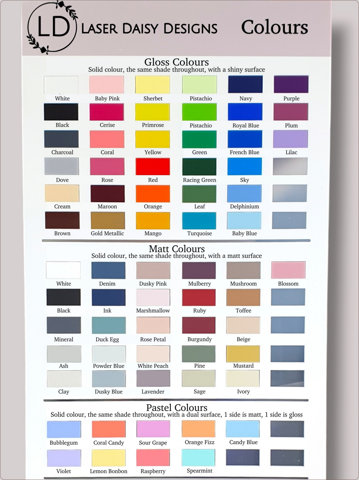 Mirror Beauty Prop Blanks. Various Colours & Sizes