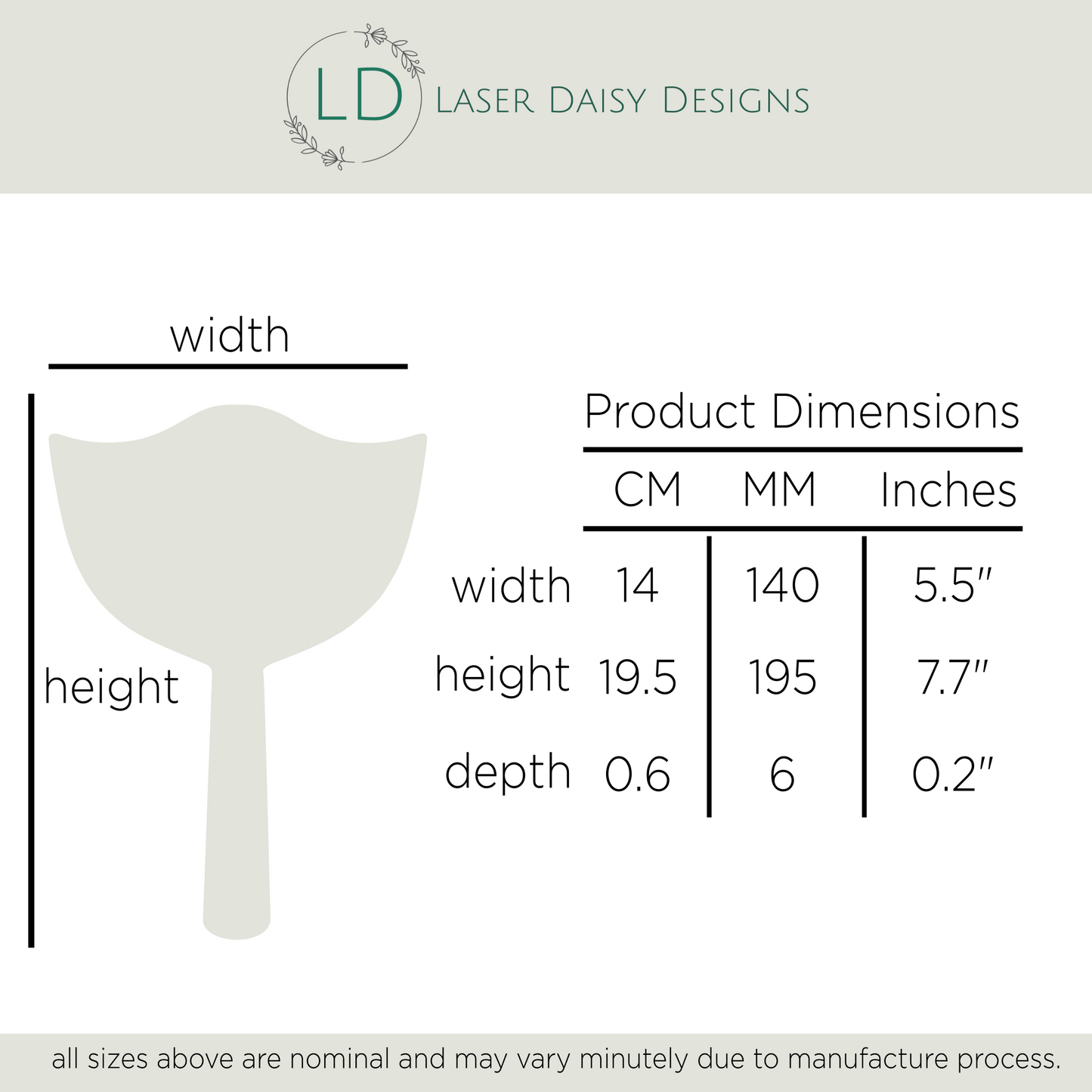 Personalised Handheld Mirrors. Luxury 6mm, Beauty, MUA, Aesthetics - Branded Logo