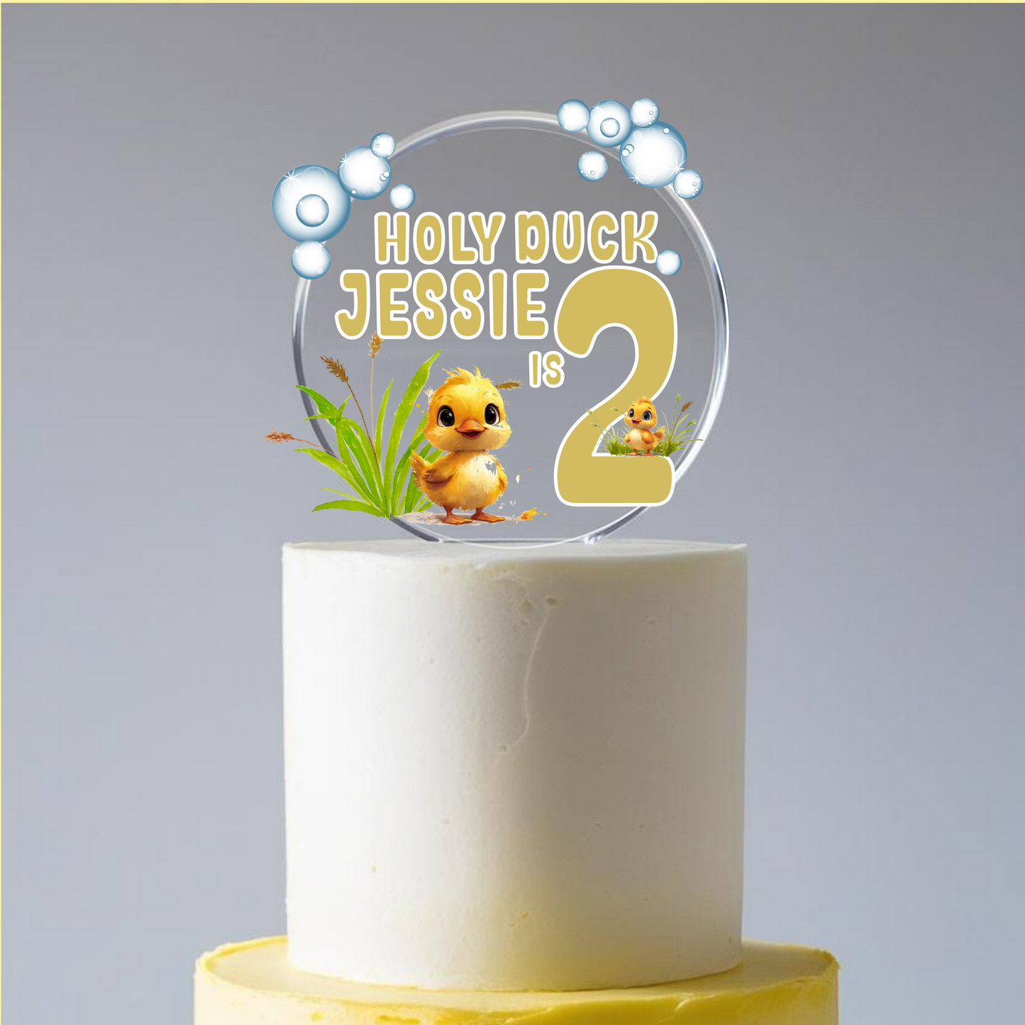 Personalised Duck theme printed cake topper. Fully Personalised. Non edible