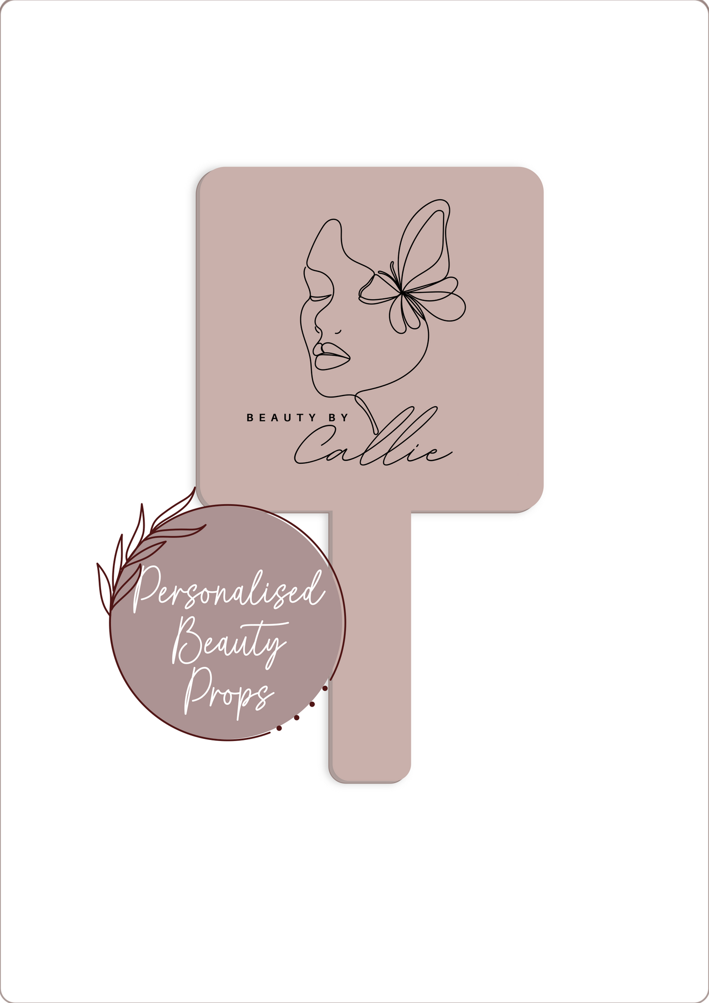 Personalised Printed Beauty Hair Eyebrow Eyelash Salon Props/Paddles. Various Colours. Optional Mirror