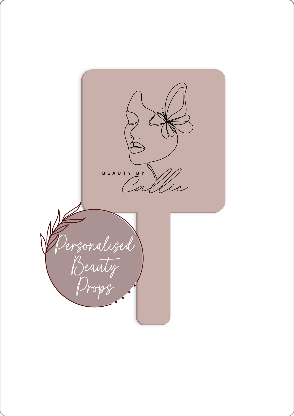 Personalised Handheld Mirrors. Luxury 6mm, Beauty, MUA, Aesthetics - Branded Logo