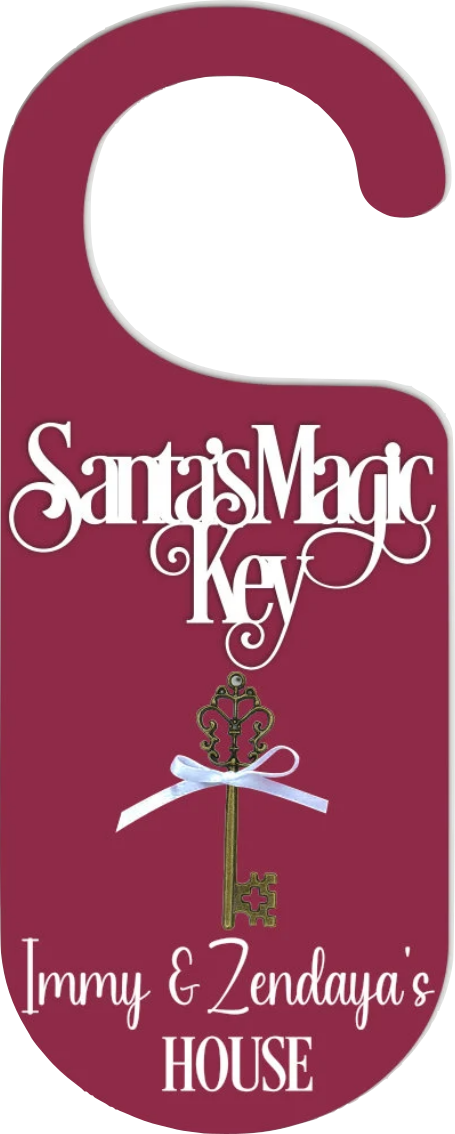 Santa's Magic Key | Door Hanger | Personalised Christmas Decoration Keepsake. Various colours & designs available.