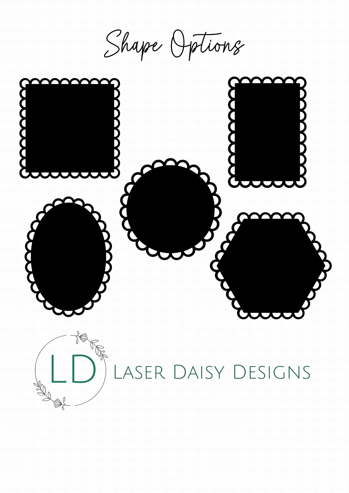 Acrylic Scalloped Shapes with lace border Shape Blanks. Various Sizes, Quantities and Colours