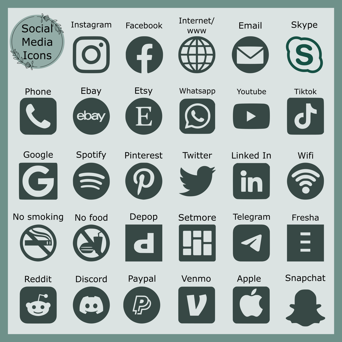 Social Media Symbols Icons/Logo's. Various Colours & Sizes. 3mm Depth Acrylic