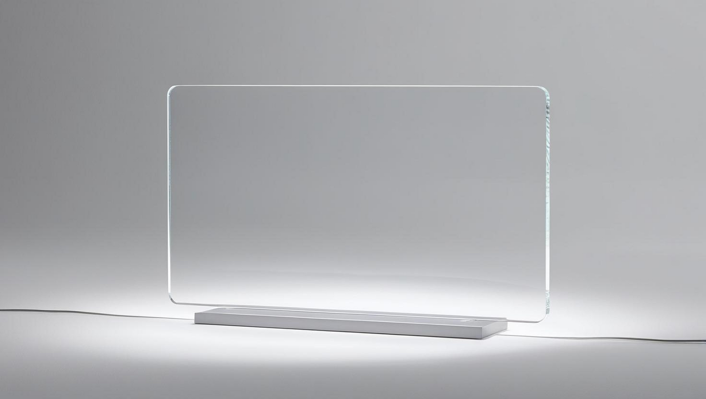 Blank 3mm clear cast acrylic rectangle/Semi Circle plaque with stand. Optional stand colours.