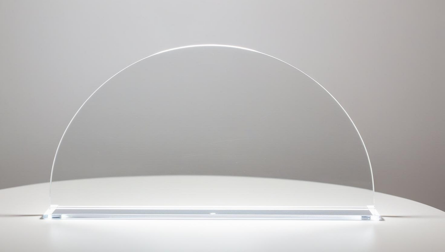 Blank 3mm clear cast acrylic rectangle/Semi Circle plaque with stand. Optional stand colours.