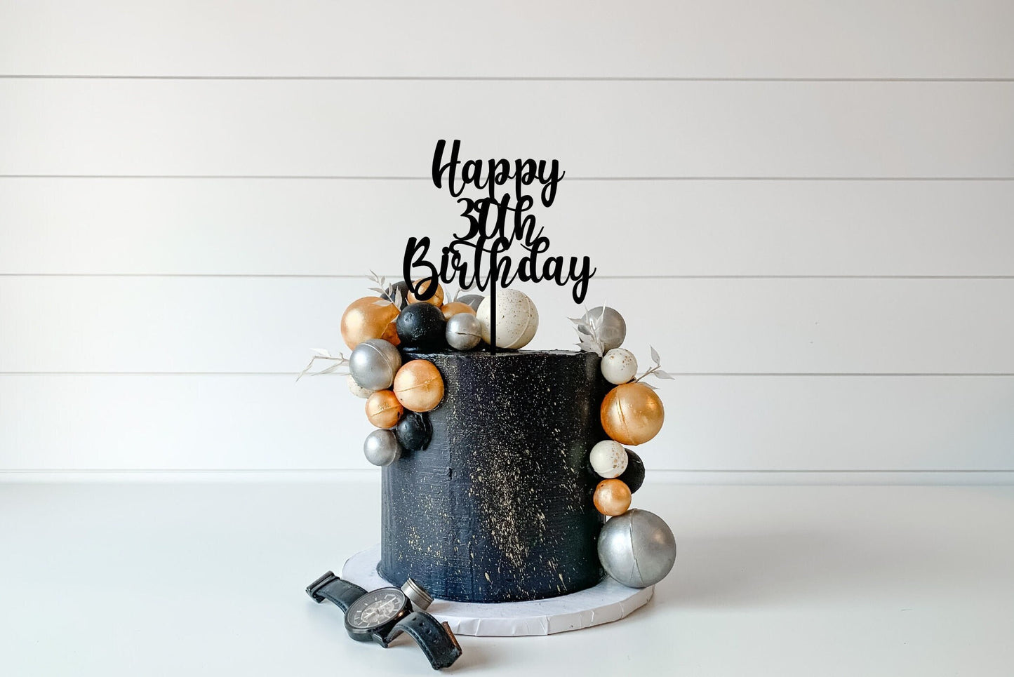 Acrylic 'Happy age Birthday' Cake Topper or Charm. Various Fonts, Colours & Sizes