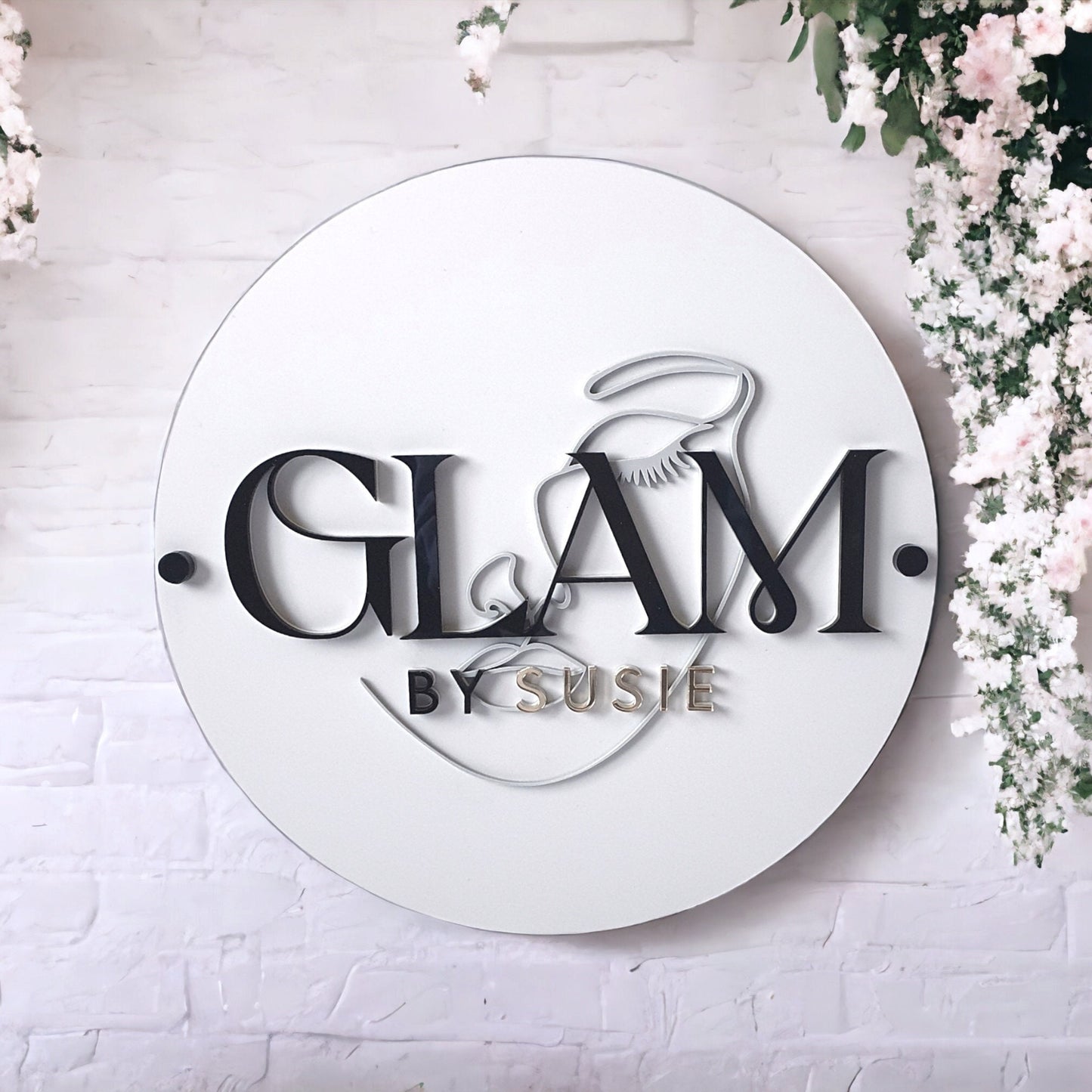 Custom personalised acrylic business sign logo, various sizes with optional colours.