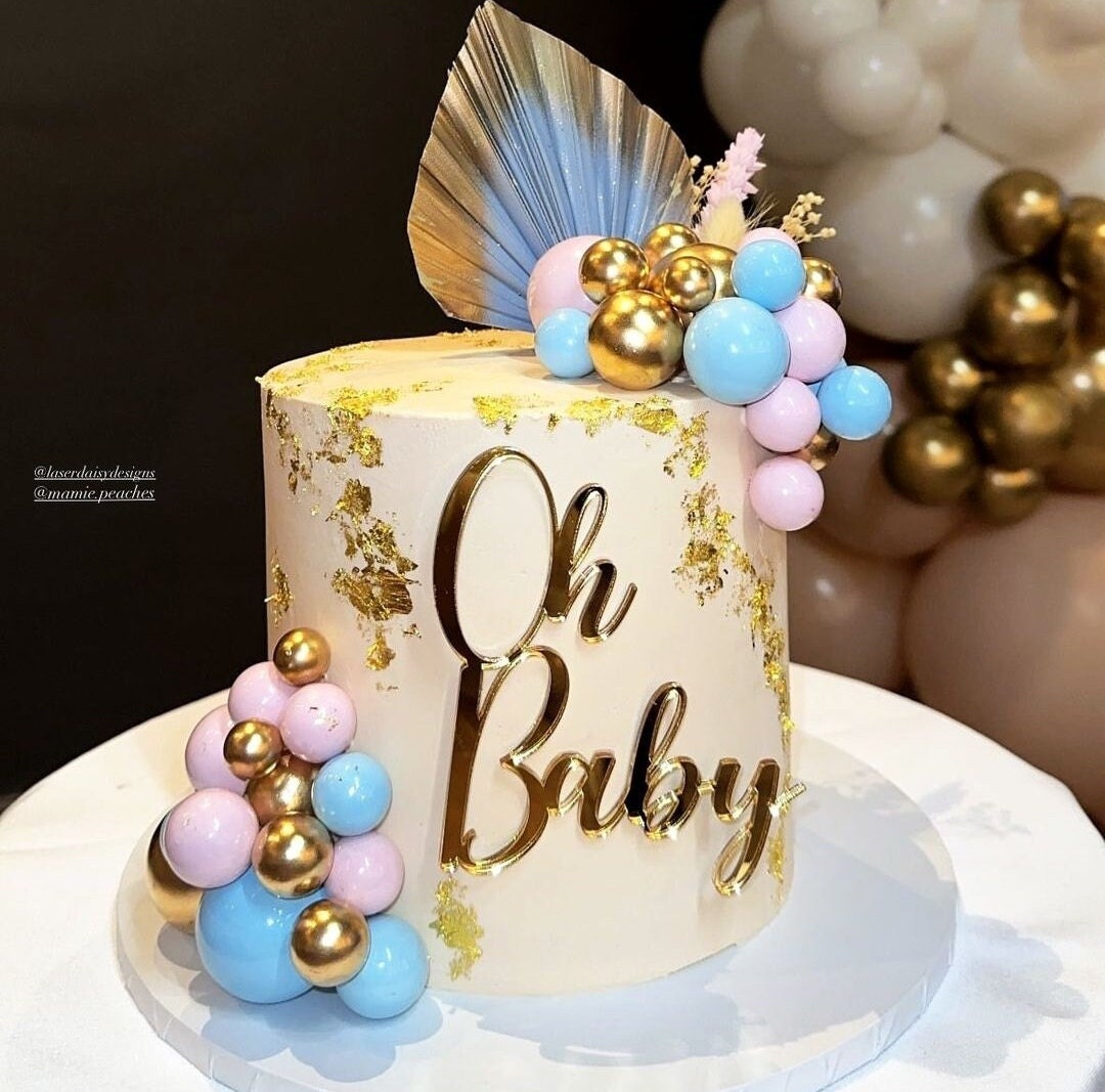 Acrylic Oh Baby Cake Topper or Charm. Various Fonts, Colours & Sizes
