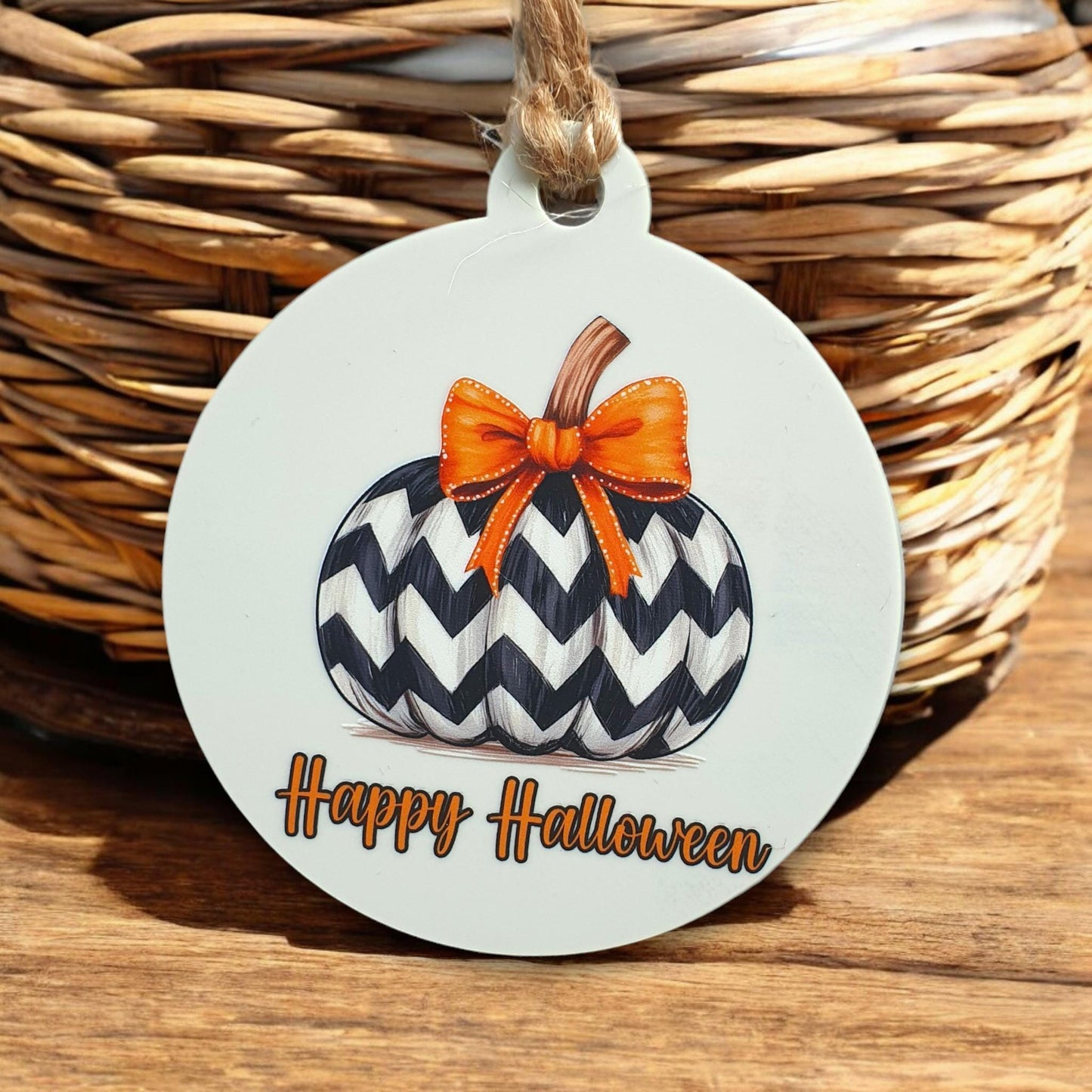 Personalized Halloween Boo Basket Tag: Custom Acrylic Bauble