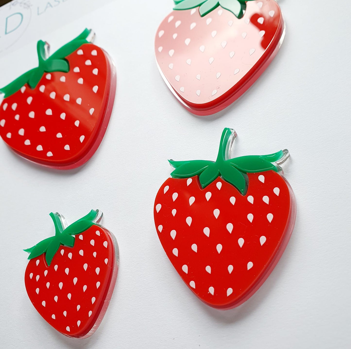 Acrylic Double layer Strawberry Cake Charms. Various Sizes