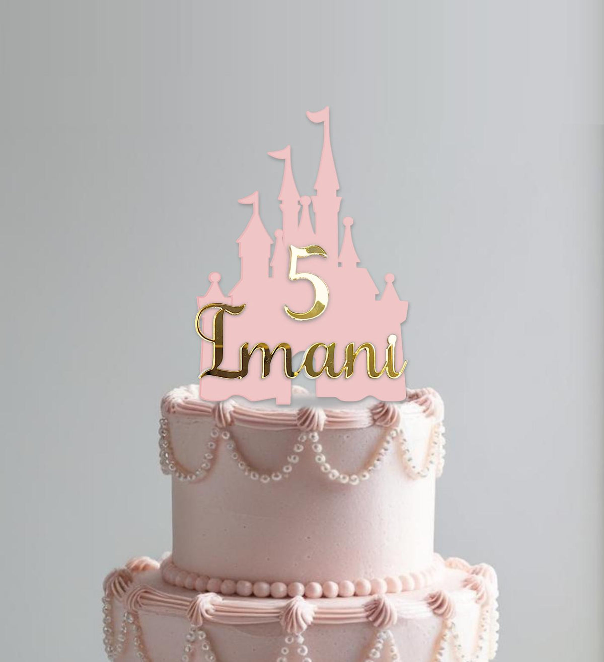 Princess Castle with name and age, cake charm or topper. Various Colours, fonts & Sizes