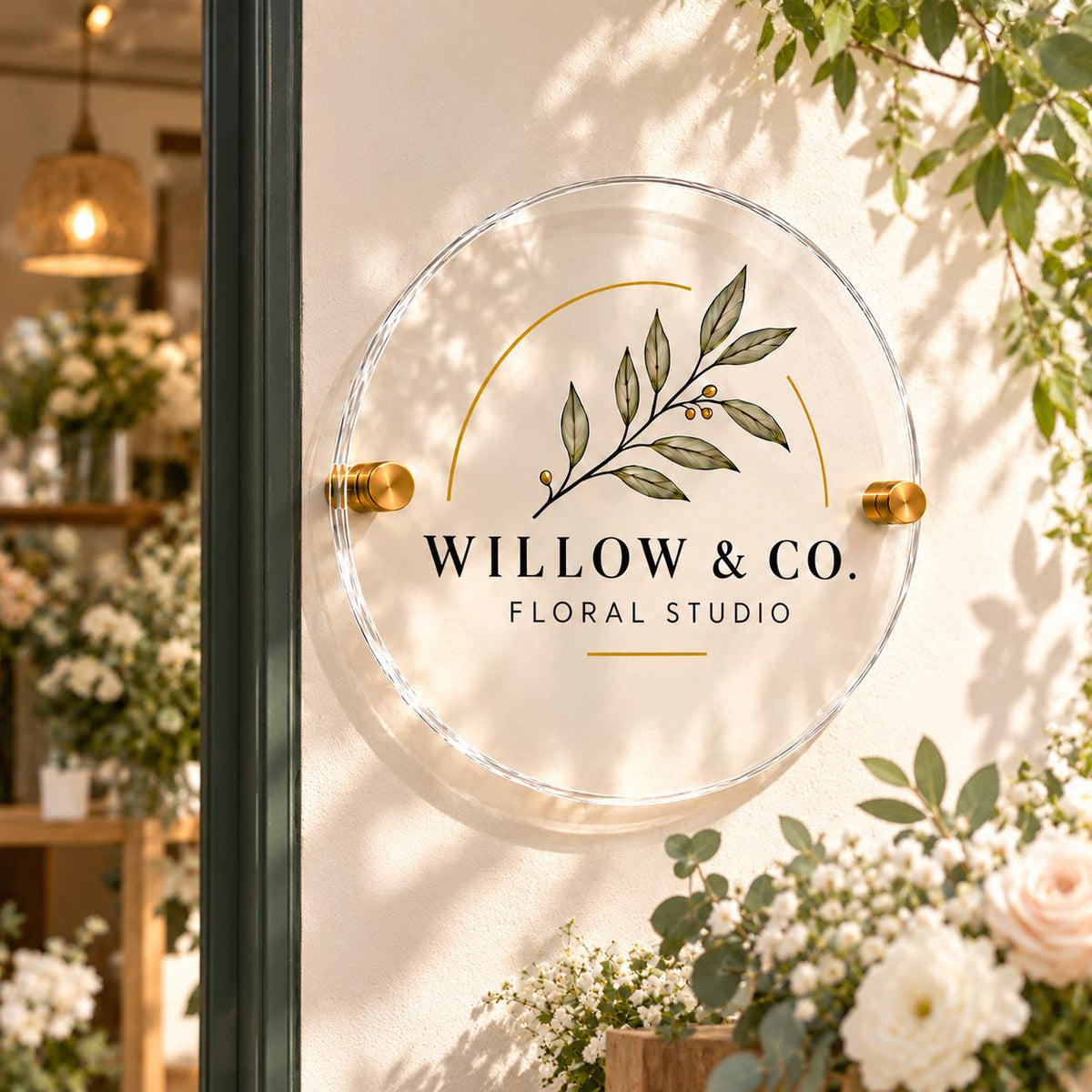 Custom Acrylic Business Sign | Personalised Logo | UV Printed | Round Shop Salon Plaque