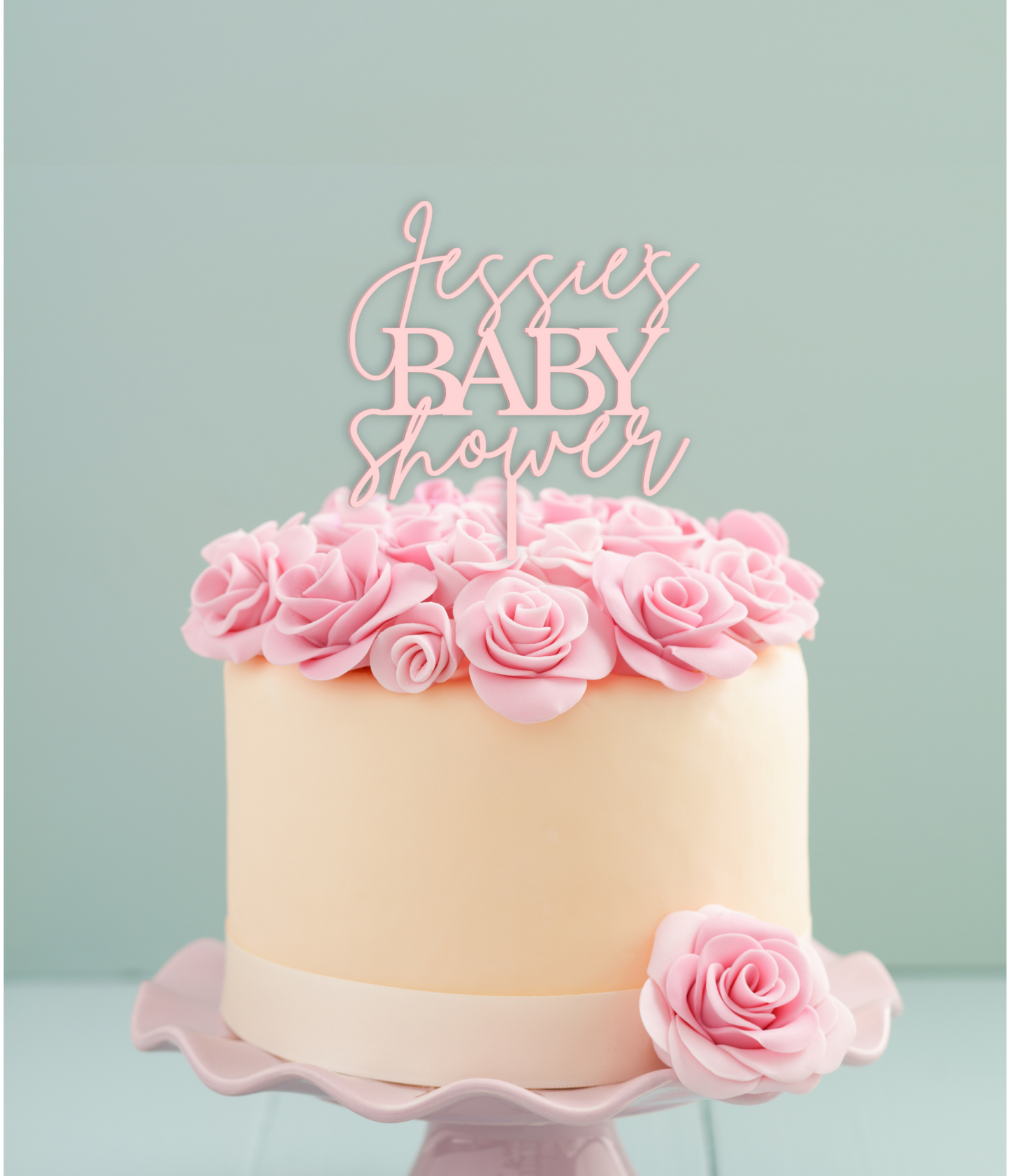 Acrylic 'name's' Baby Shower Cake Topper or Charm. Various Fonts, Colours & Sizes