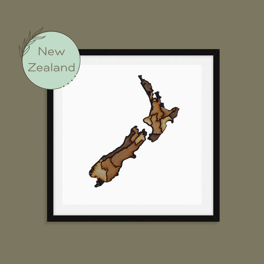 Handmade, wooden map of New Zealand, world map. Framed home, office, custom, personalised wall, freestanding art, gift