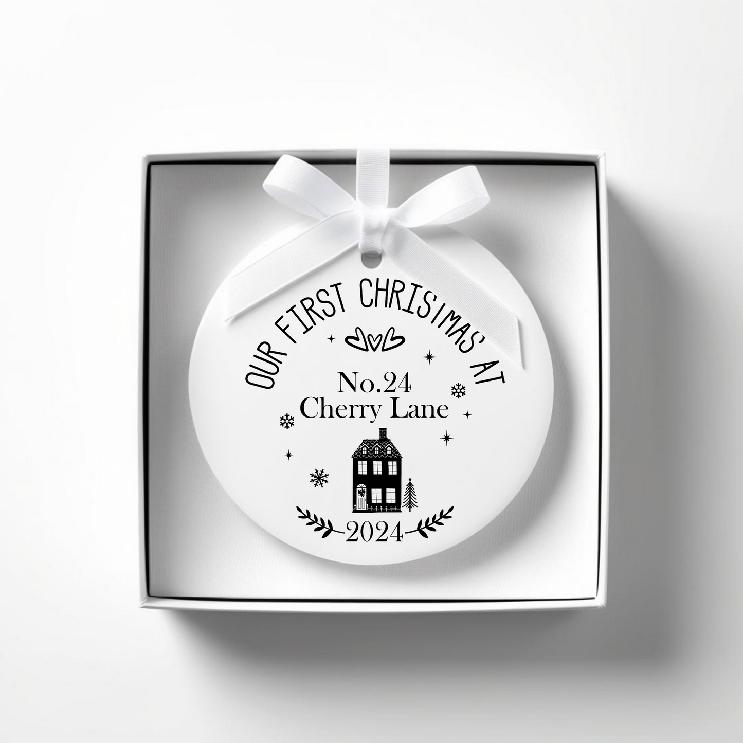 First Christmas in New Home. Personalised Printed Christmas Bauble