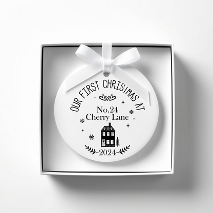 First Christmas in New Home. Personalised Printed Christmas Bauble