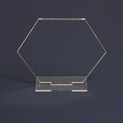 Blank 2mm clear cast acrylic plaque with stand. Optional stand colours.