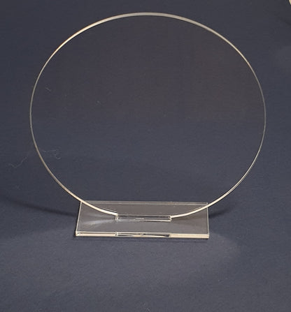 Blank 2mm clear cast acrylic plaque with stand. Optional stand colours.