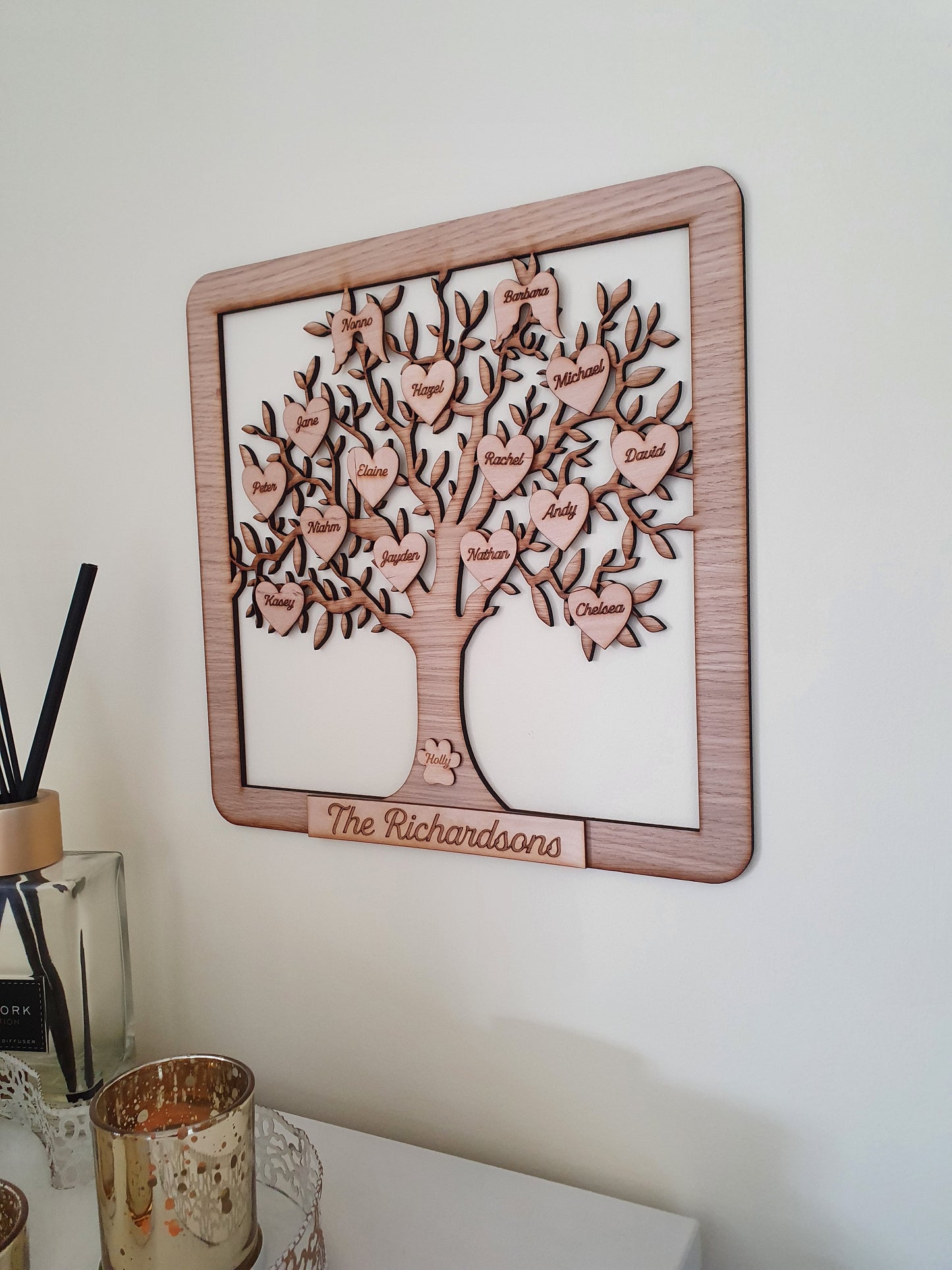 Wooden personalised family tree frame