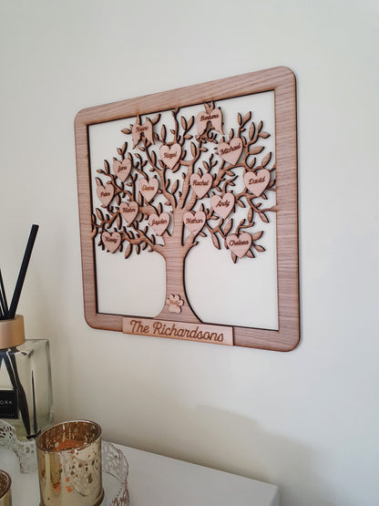 Wooden personalised family tree frame