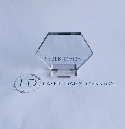 Blank 3mm mirror colour acrylic plaque with stand. Optional stand colours.