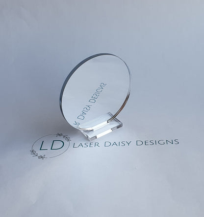 Blank 3mm mirror colour acrylic plaque with stand. Optional stand colours.
