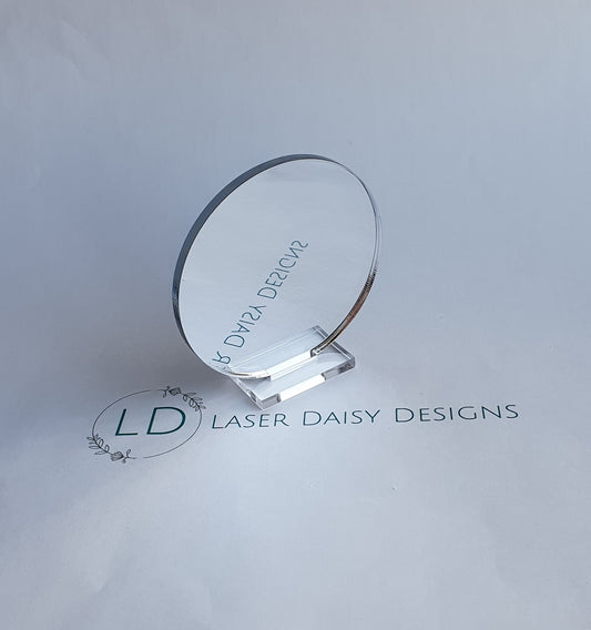 Blank 3mm mirror colour acrylic plaque with stand. Optional stand colours.