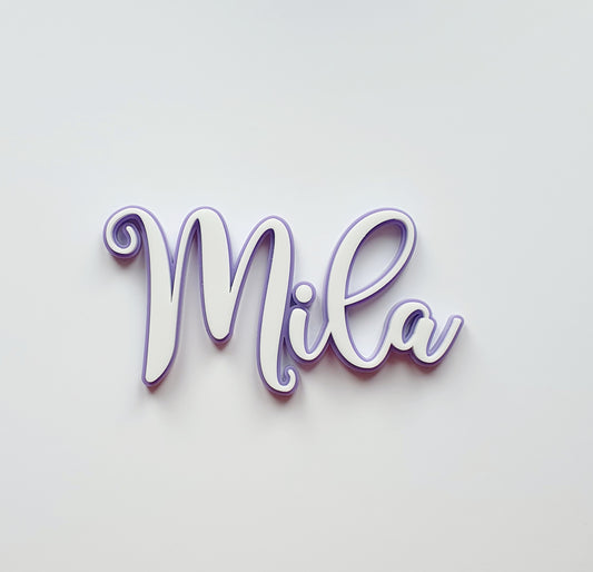 Double layer 'Any Name' Charm or Topper. Various Size & Colour Options.