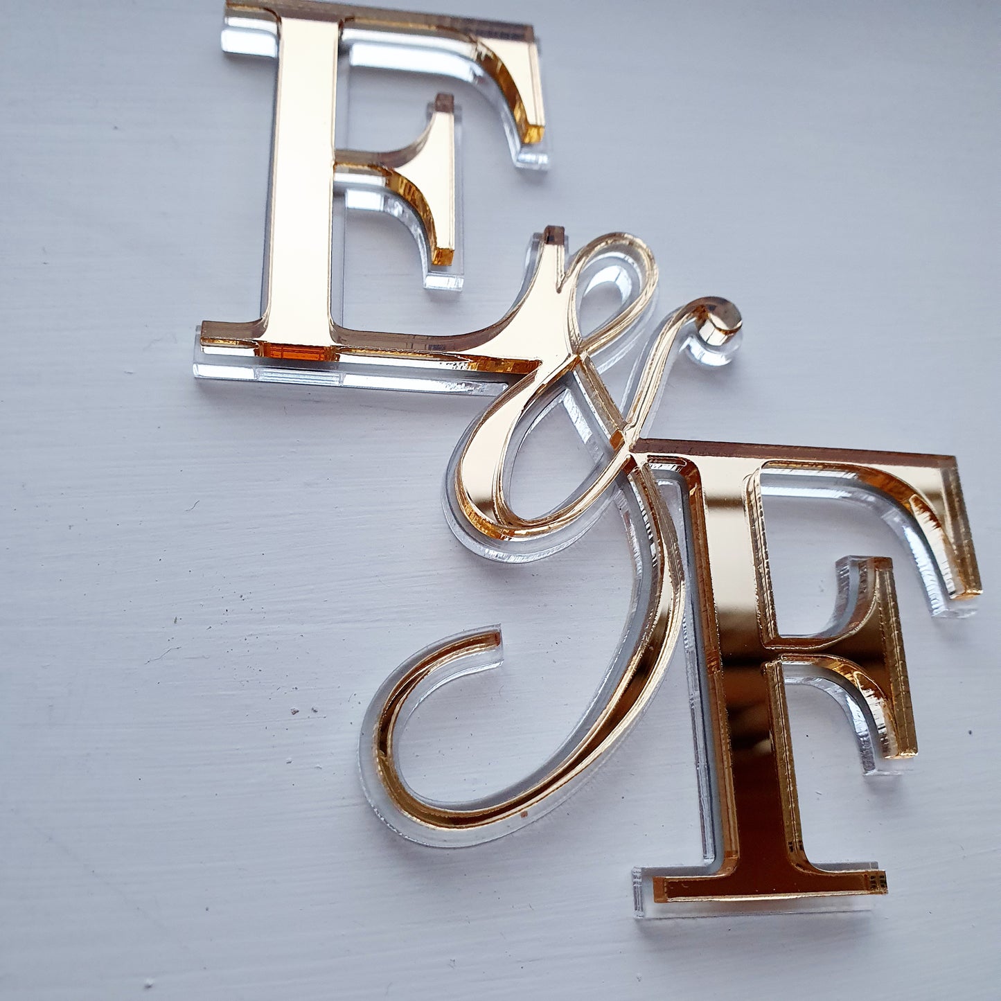 Double layer Initials Charm or Topper. Various Size, Fonts & Colour Options.
