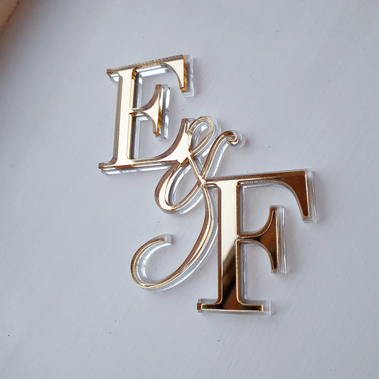 Double layer Initials Charm or Topper. Various Size, Fonts & Colour Options.