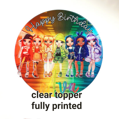 Rainbow School Girl Theme Acrylic Cake Topper. Personalised. Non edible