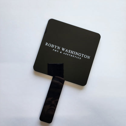Personalised Handheld Mirrors. Luxury 6mm, Beauty, MUA, Aesthetics - Branded Logo