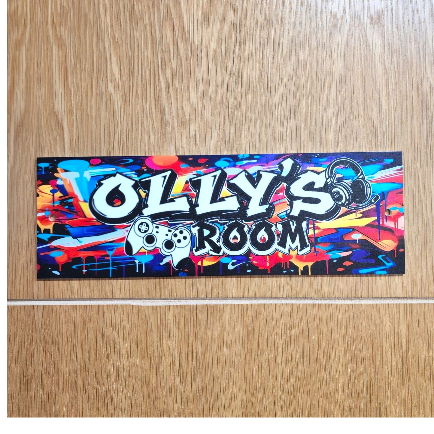 Personalized graffiti gaming style sign. Optional design style & size.