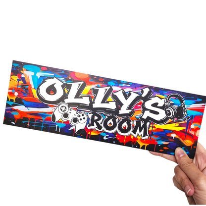 Personalized graffiti gaming style sign. Optional design style & size.