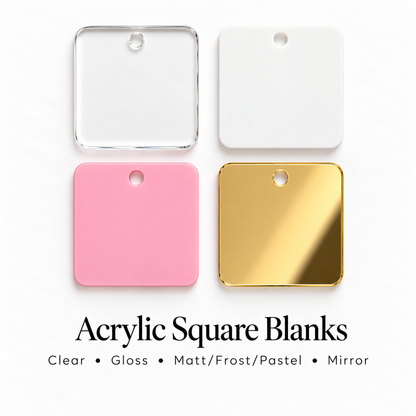 Acrylic square Shape Blanks. Various Sizes, Quantities and Colours