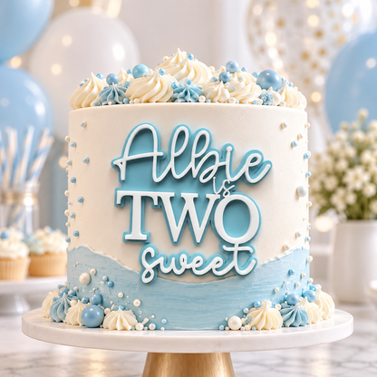 Double layer Name's Two Sweet Charm or Topper. Various Size & Colour Options