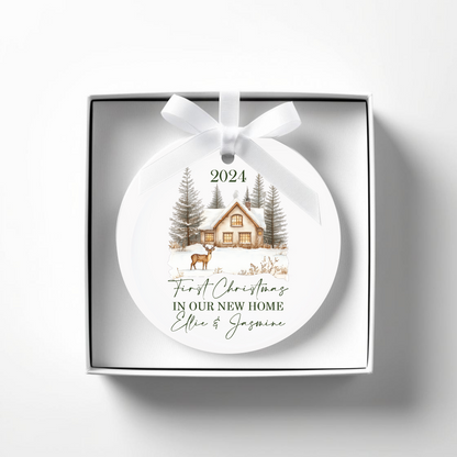 First Christmas in our new home. Personalised Printed Christmas Bauble