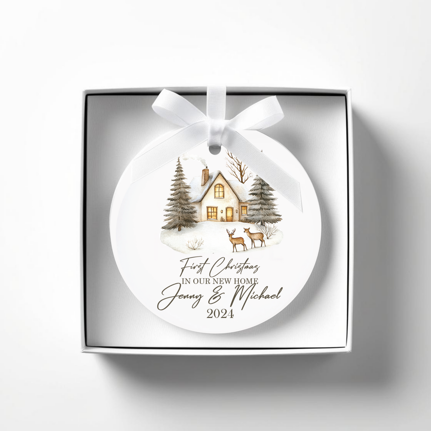 First Christmas in our new home. Personalised Printed Christmas Bauble