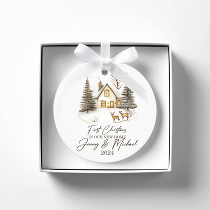First Christmas in our new home. Personalised Printed Christmas Bauble