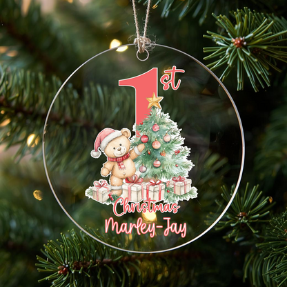 Babies 1st Christmas. Personalised Gift Printed Christmas Bauble-optional Gift Box