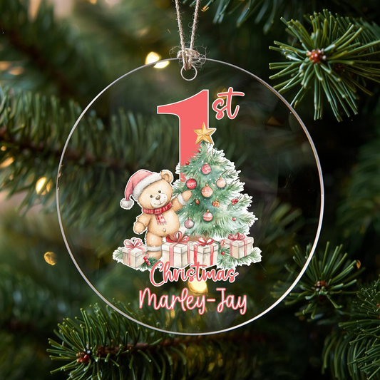Babies 1st Christmas. Personalised Gift Printed Christmas Bauble-optional Gift Box