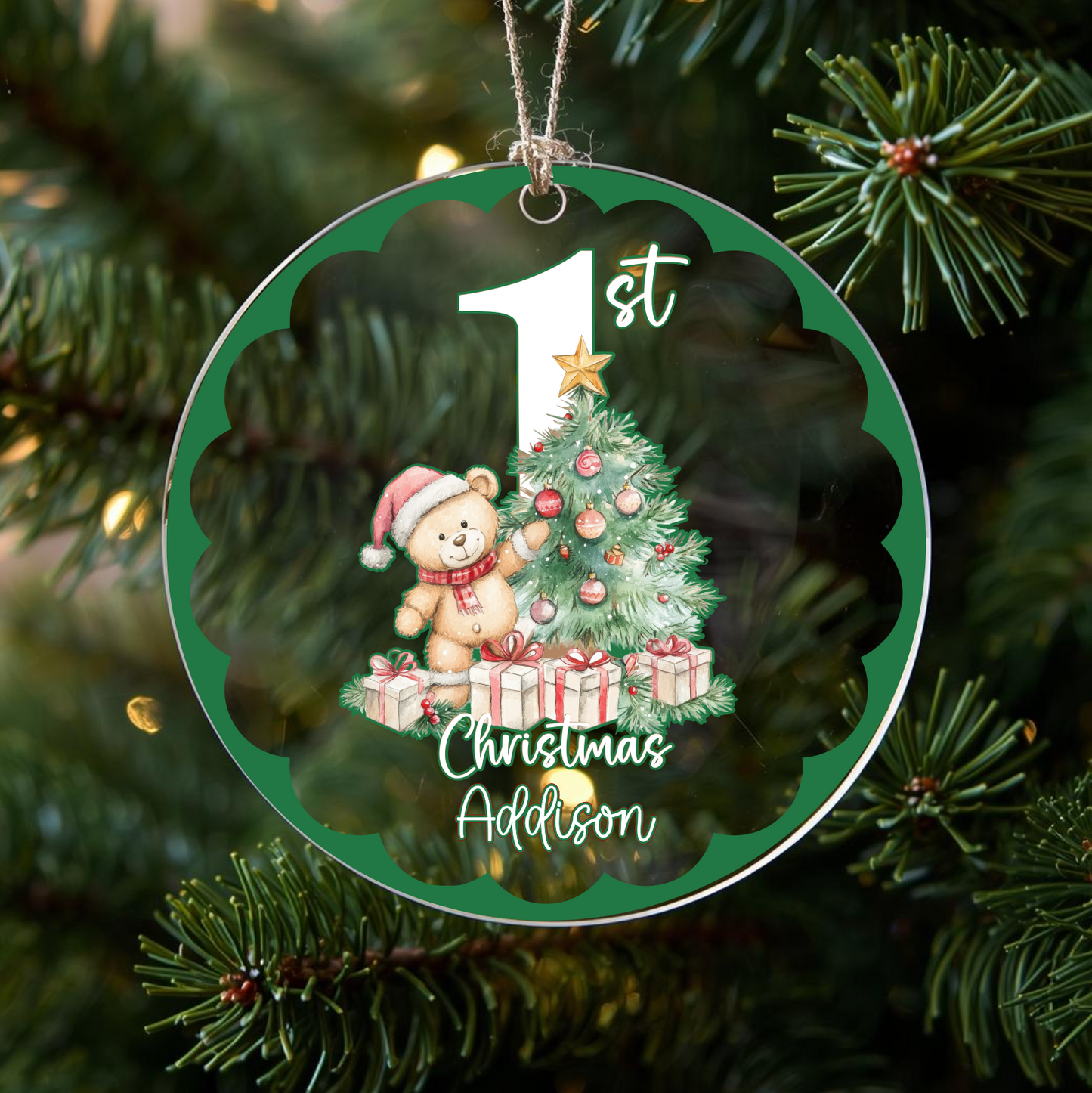 Babies 1st Christmas. Personalised Gift Printed Christmas Bauble-optional Gift Box