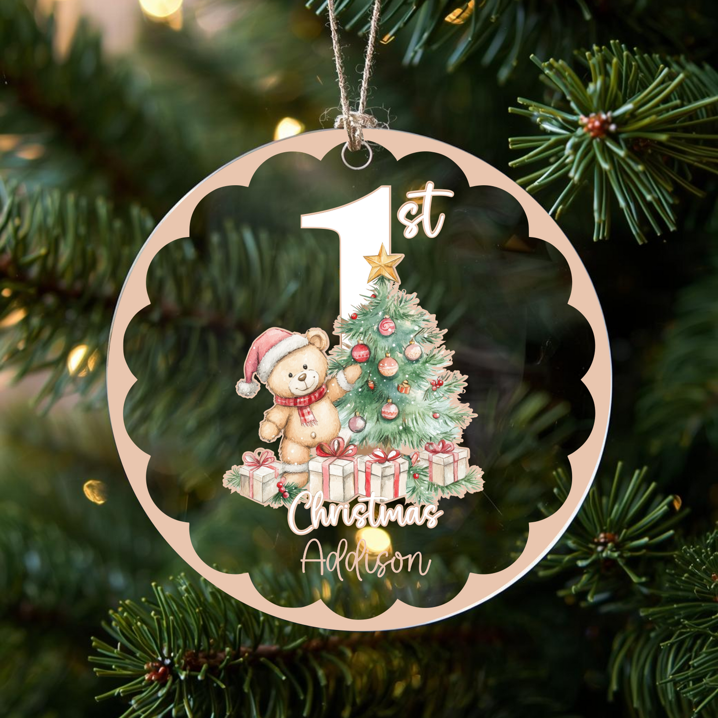 Babies 1st Christmas. Personalised Gift Printed Christmas Bauble-optional Gift Box