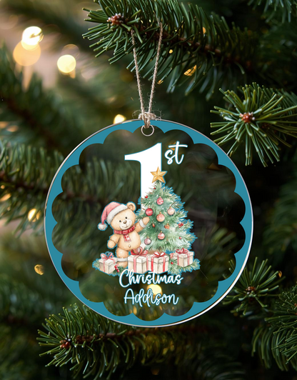 Babies 1st Christmas. Personalised Gift Printed Christmas Bauble-optional Gift Box