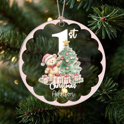 Babies 1st Christmas. Personalised Gift Printed Christmas Bauble-optional Gift Box
