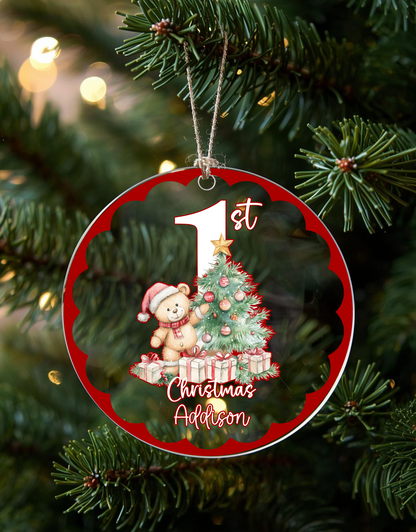 Babies 1st Christmas. Personalised Gift Printed Christmas Bauble-optional Gift Box
